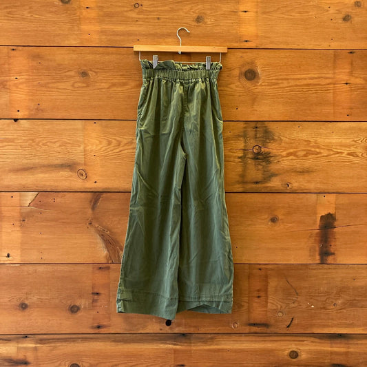 34 / XS - Sezane Khaki Green High Waisted Paperbag Wide Leg Jacob Pants 0415CD