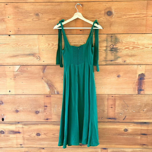 6P - Reformation Emerald Green Sleeveless High Slit Midi Cocktail Dress 1227MS