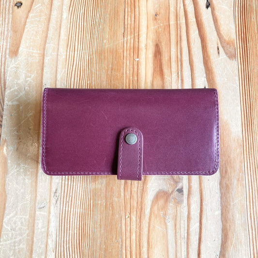 Portland Leather Goods Plum Purple Leather Snap Front Clutch Wallet 0322AS