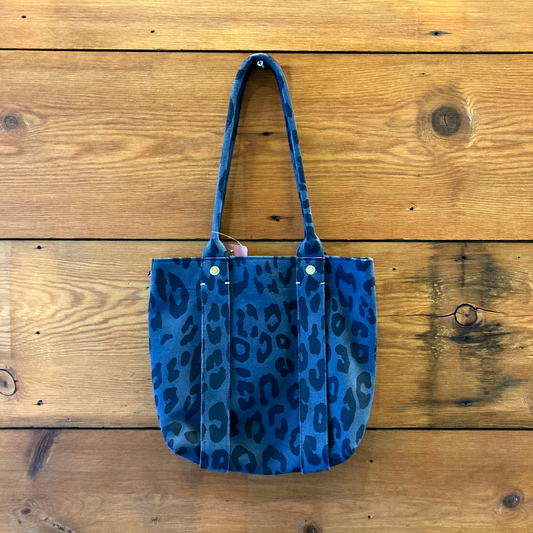 CLARE V Gray Black Animal Print Leopard Suede Tote Shoulder Bag 0104SD