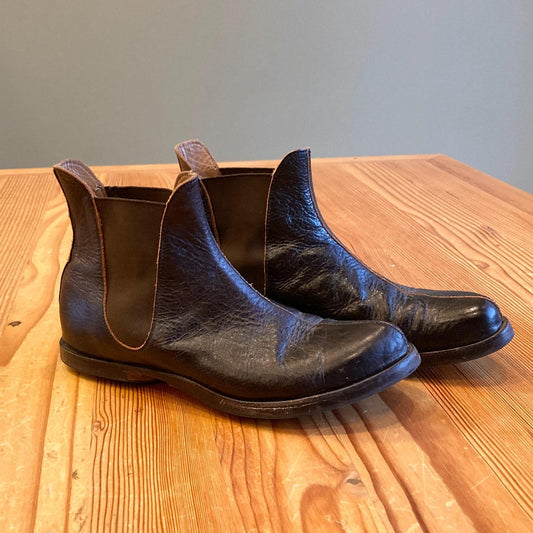 37 / 7 - Cydwoq $444 Dark Brown Leather Cling W Chelsea Ankle Boots 0915CM