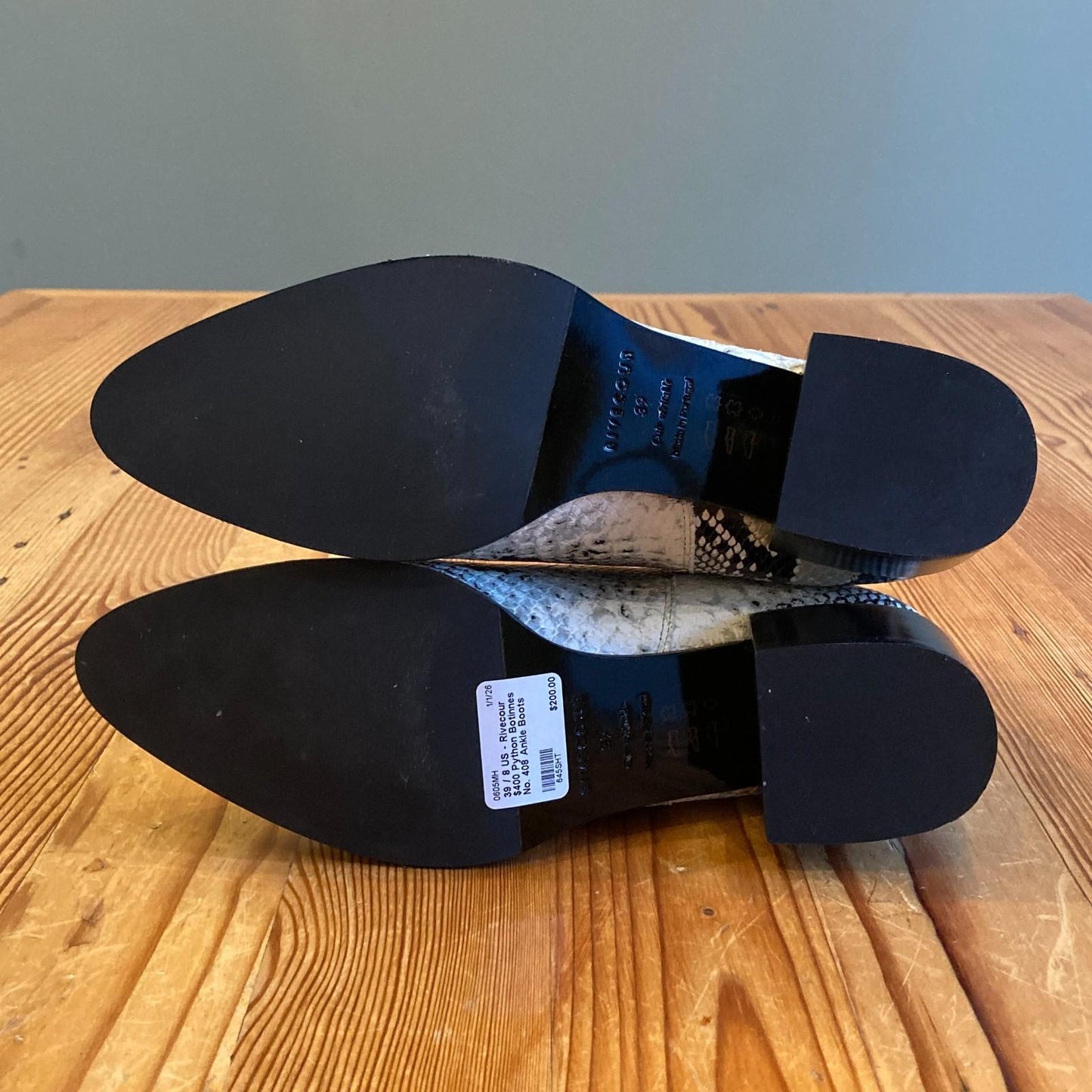 39 / 8 US - Rivecour $400 Python Botinnes No. 408 Ankle Boots NEW w/ Box 0605MH