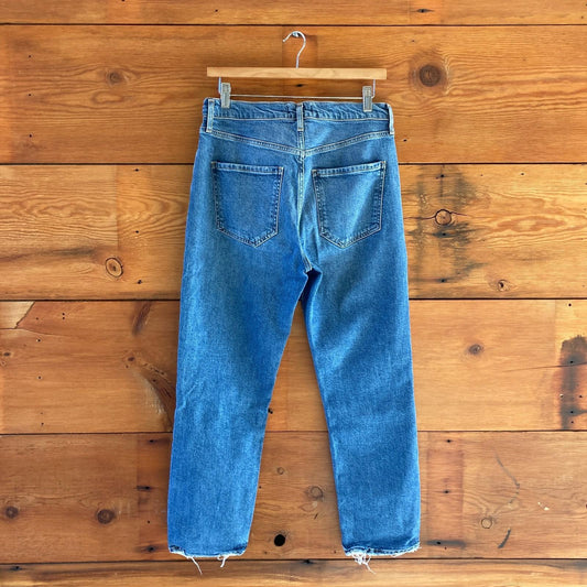 27 - AGoldE Medium Wash Riley Button Fly High Rise Straight Jeans 0107BH