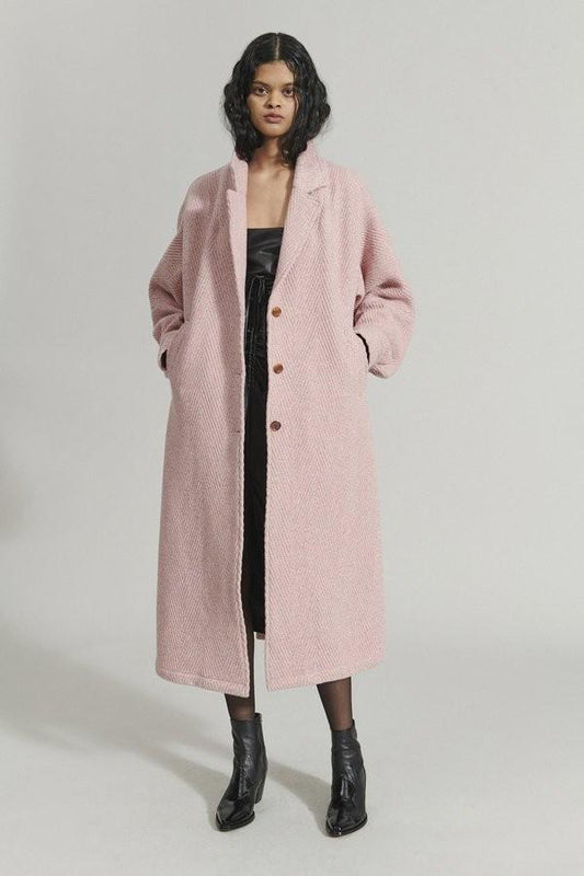 4 - Rachel Comey $895 Pink Wool Textured Wander Oversized Trench Coat 1011SC