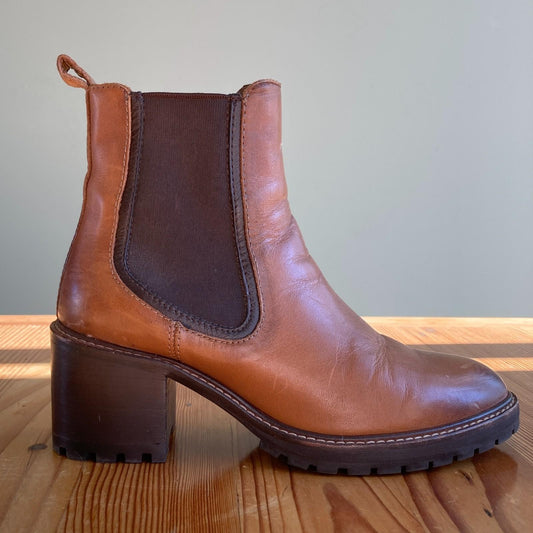 6.5 - Thursday Boot Company Toffee Tan Leather Knockout High Heel Boots 0106KL