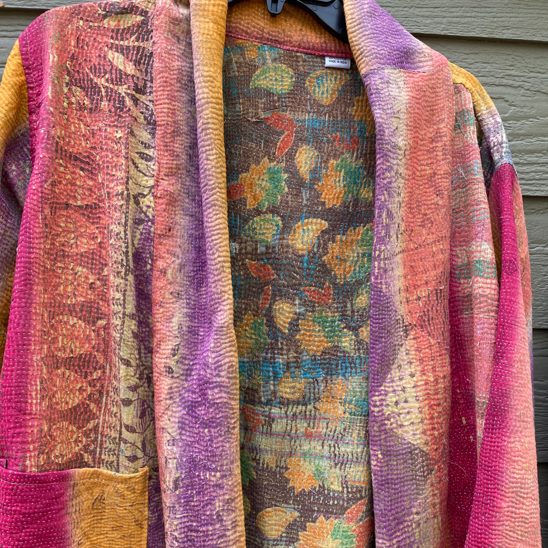 Seeds - Kantha Blazer Jacket | Repurposed Cotton Pockets One Size