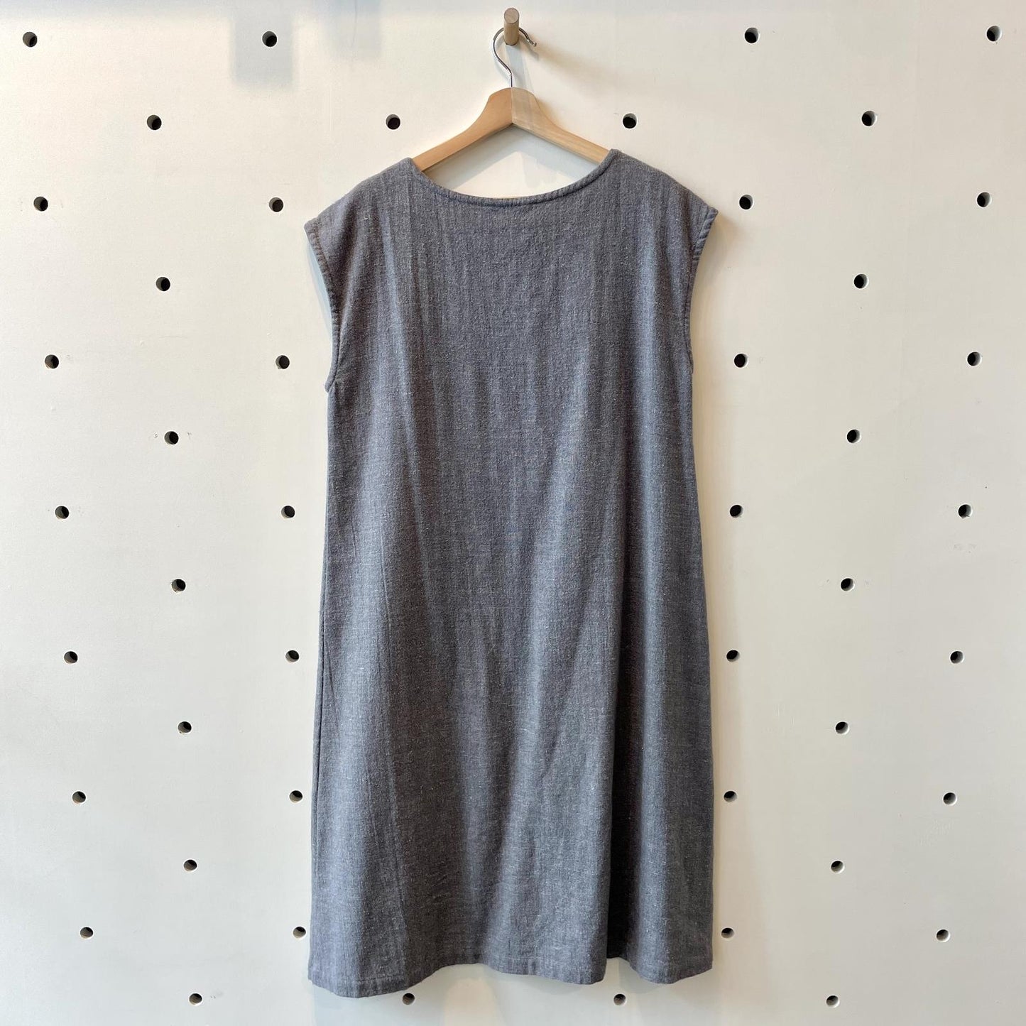 O/S - FLW Fog Linen Works Gray Wool Blend Sleeveless Midi Dress 0326AL