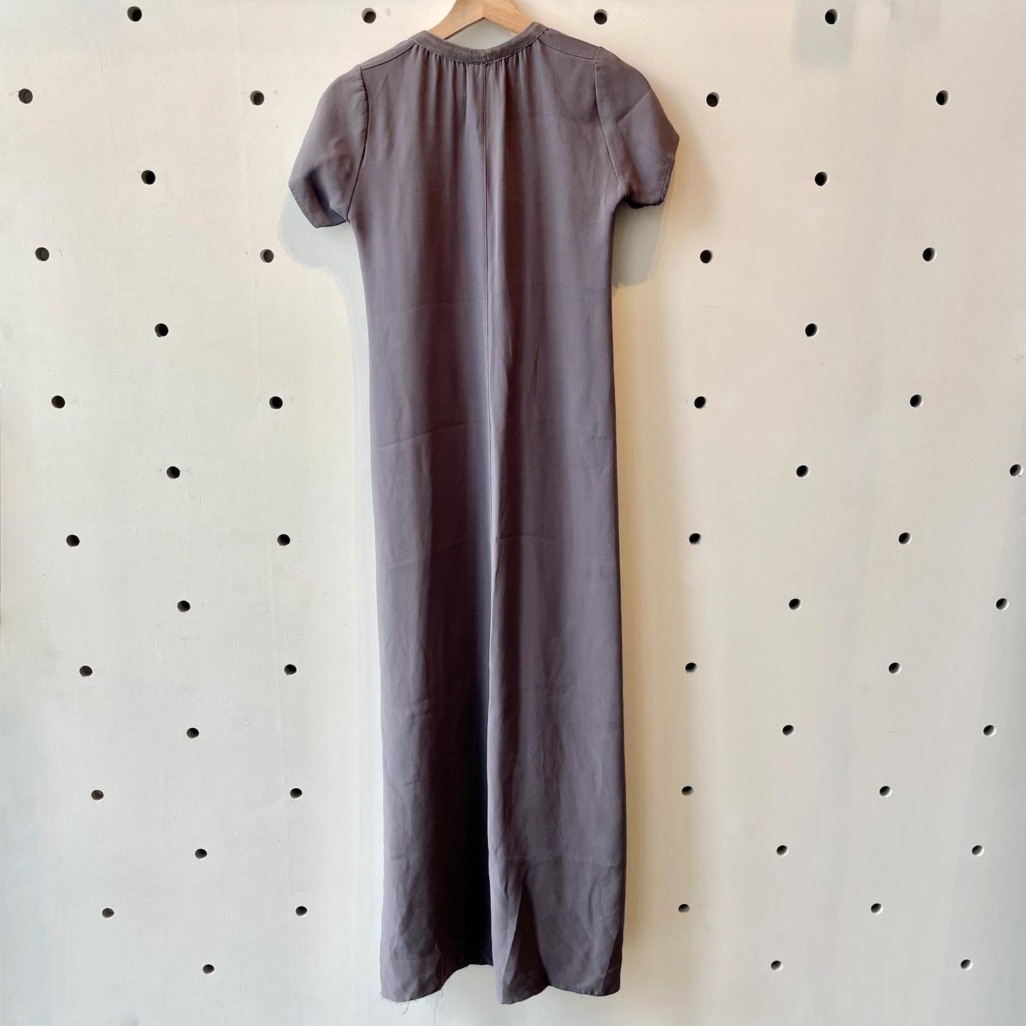 1 / S - KRISTENSEN DU NORD Gray Short Sleeve Silk Crepe Maxi Dress 1202NB
