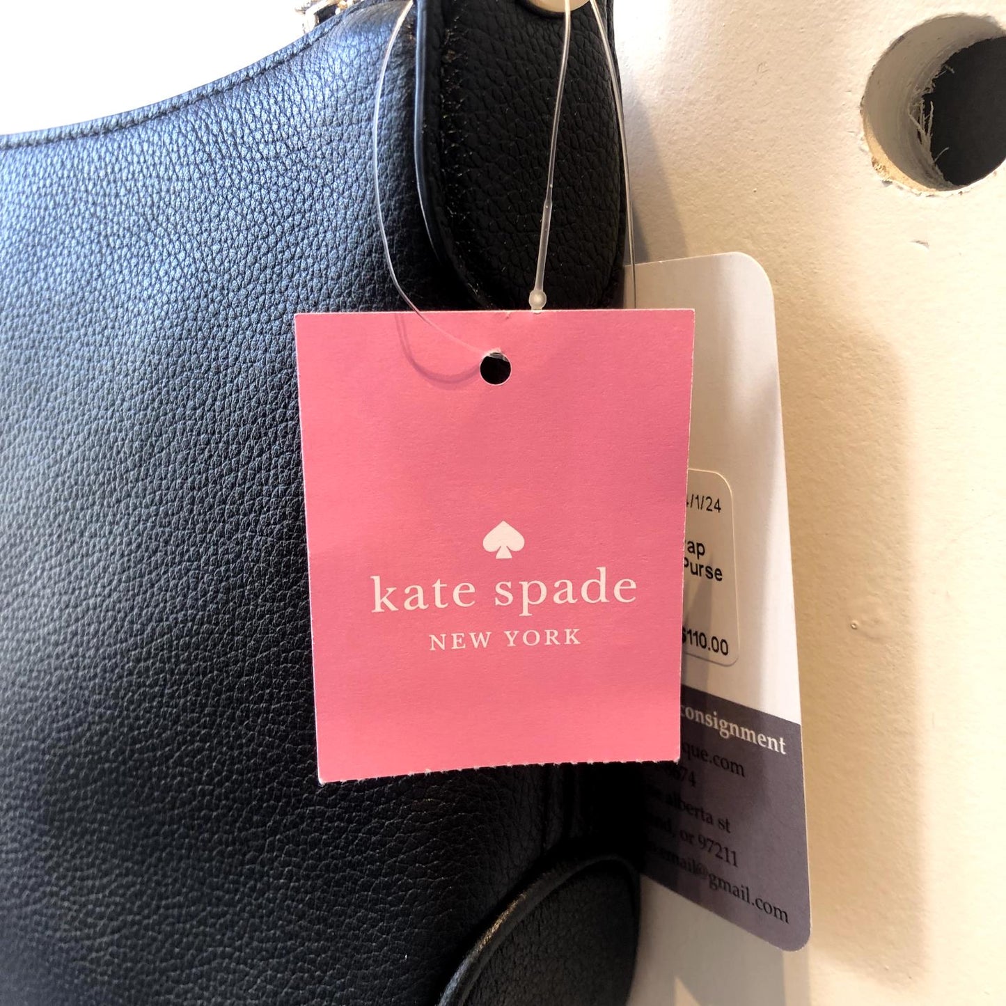 Kate Spade Black Leather Striped Strap Rosie Crossbody Purse NEW 0607AB