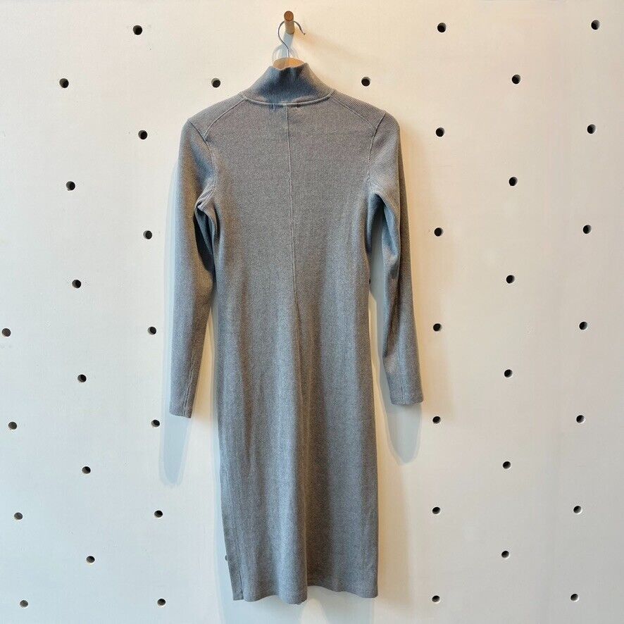 S - Rag & Bone Gray Ribbed Long Sleeve Stretch Knit Midi Dress 0904NF