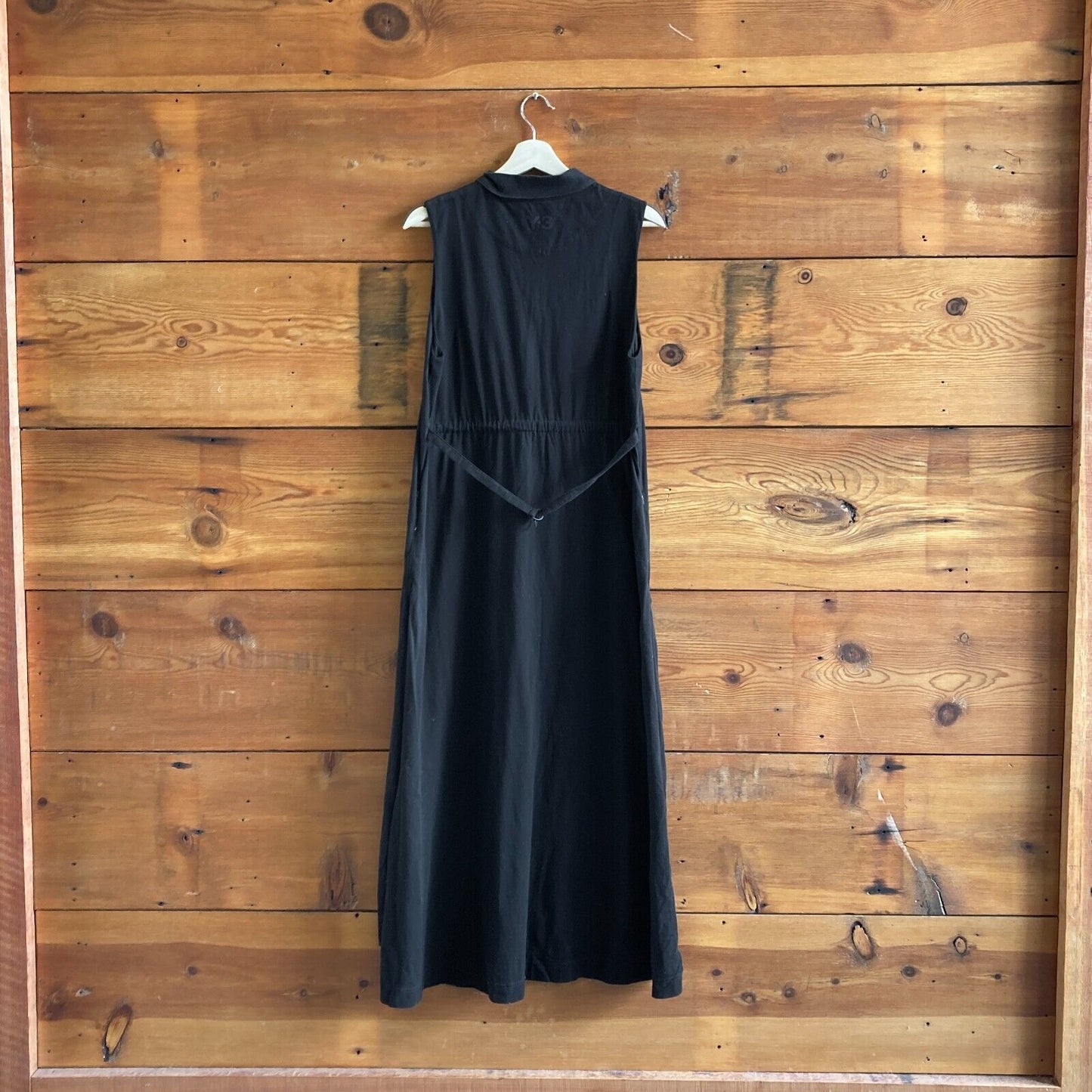 S - Y-3 Yohji Yamamoto Black Sleeveless Zip Neck Maxi Dress 0313AH