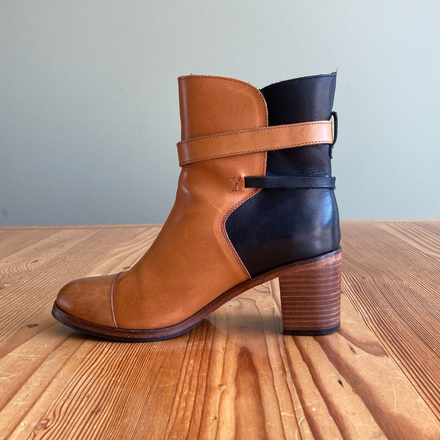 8 / 39 - Wolverine 1000 Mile Bonny Brown Pull On Stacked Heel Ankle Boots 0322NS