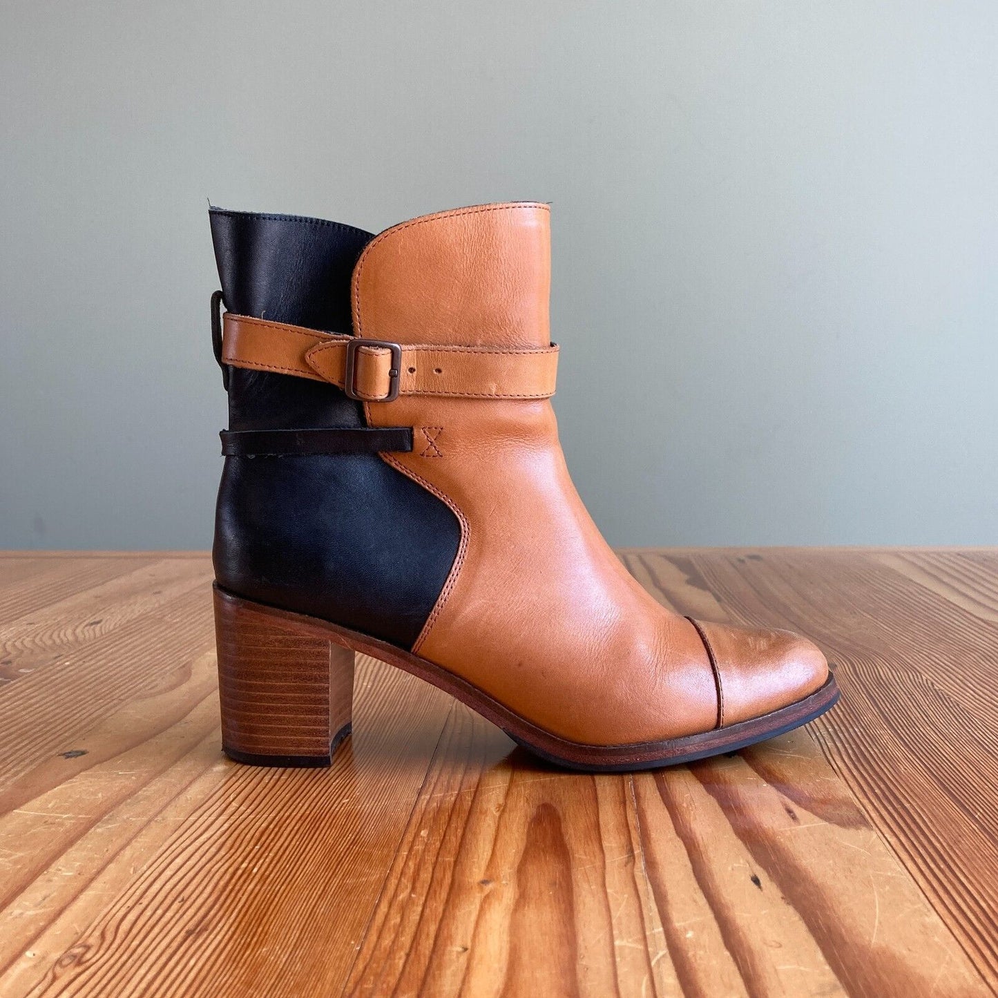 8 / 39 - Wolverine 1000 Mile Bonny Brown Pull On Stacked Heel Ankle Boots 0322NS