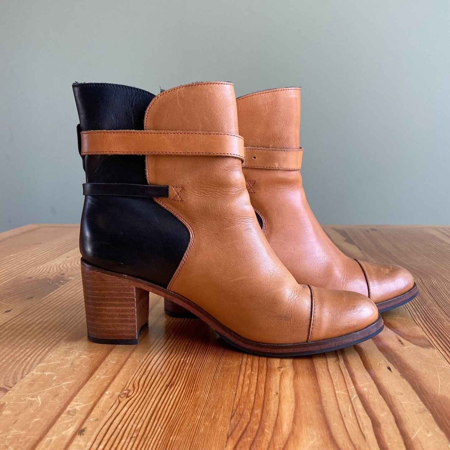 8 / 39 - Wolverine 1000 Mile Bonny Brown Pull On Stacked Heel Ankle Boots 0322NS