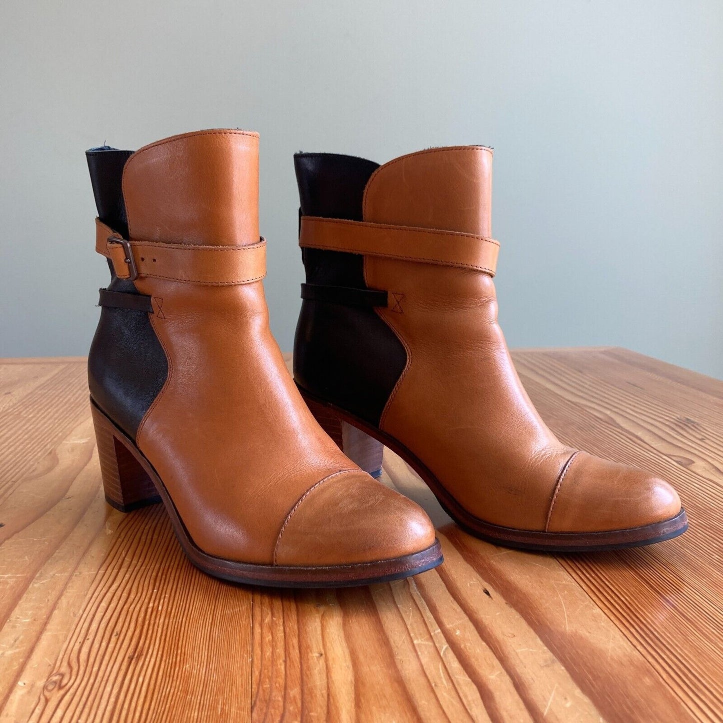 8 / 39 - Wolverine 1000 Mile Bonny Brown Pull On Stacked Heel Ankle Boots 0322NS
