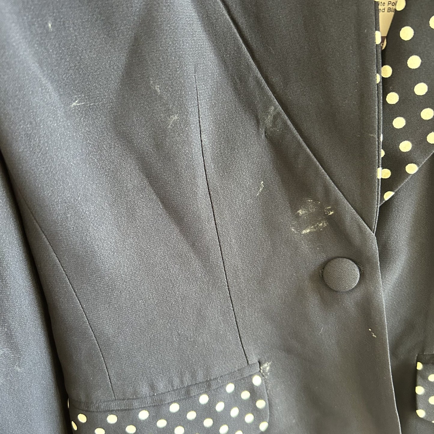 8 - Moschino Couture Navy & White Polka Dot Vintage Fitted Blazer Jacket 0327JM
