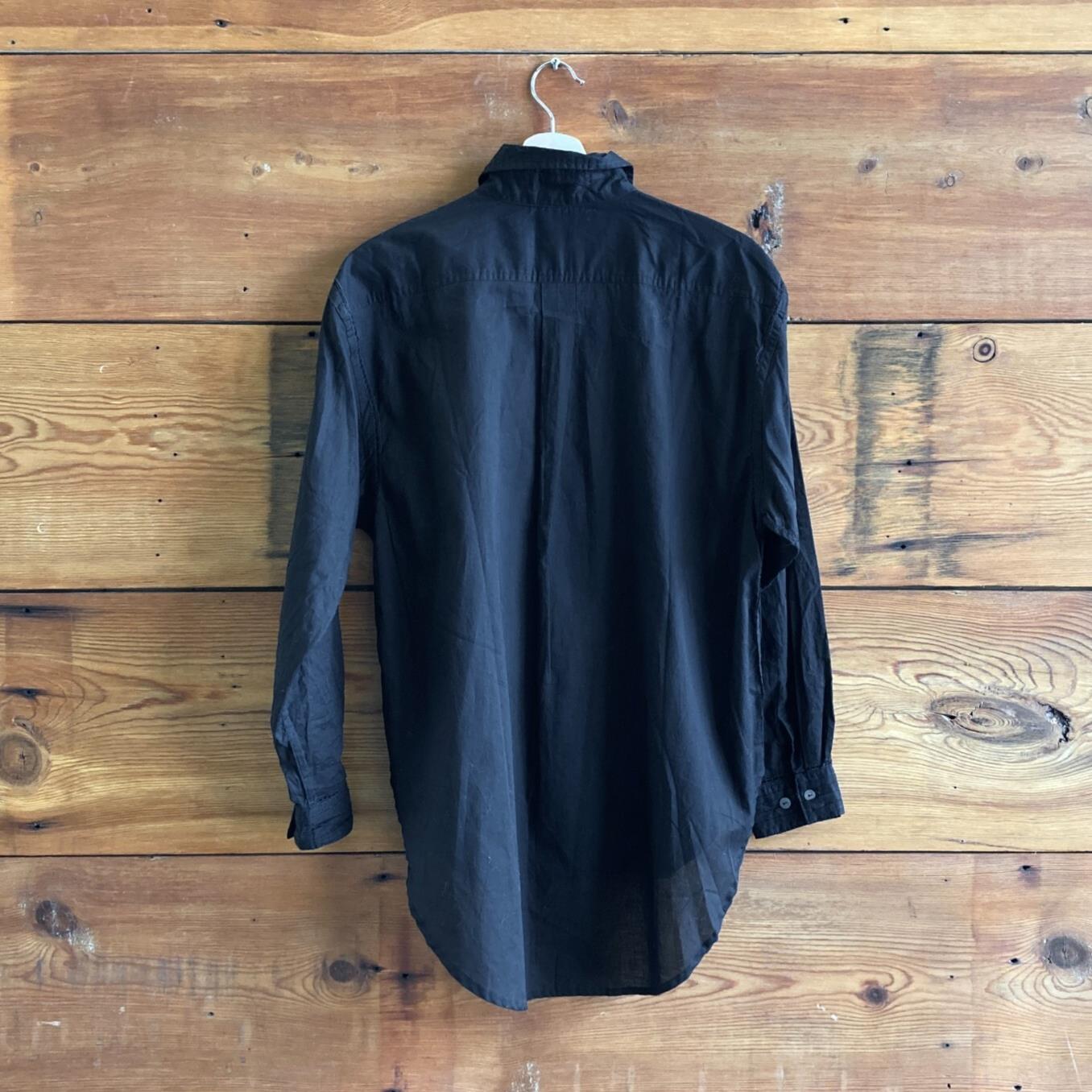 M - Char Designs Black NEW $325 Long Sleeve Cotton Girlfriend Shirt 4427SC