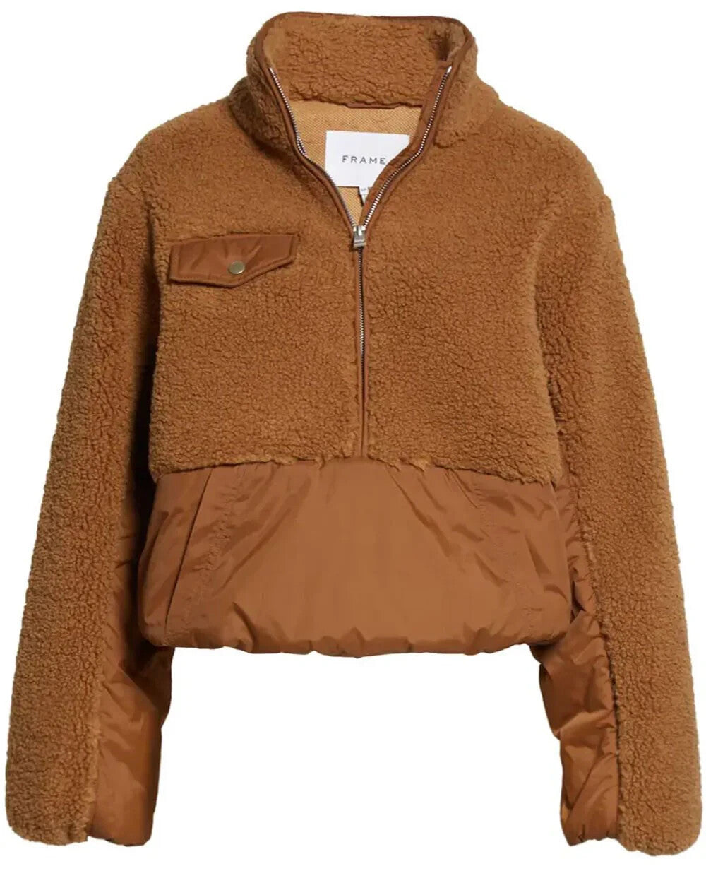 XXS - Frame $398 Brown Half Zip Pullover Vicuna Fleece Mix Jacket 0206SB