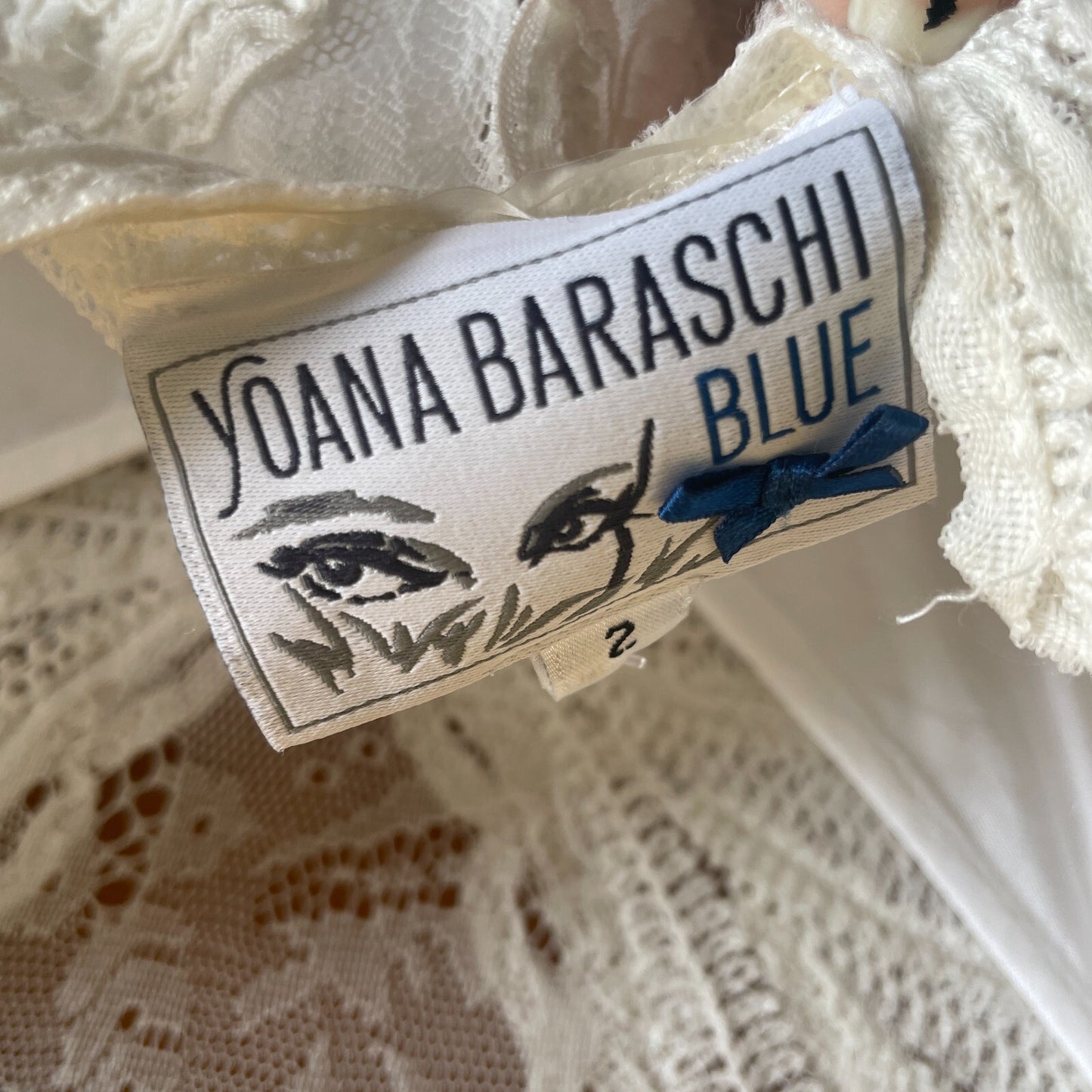 2 - Yoana Baraschi $250 BHLDN White Lace 3/4 Sleeve Vienna Dress 0325MR