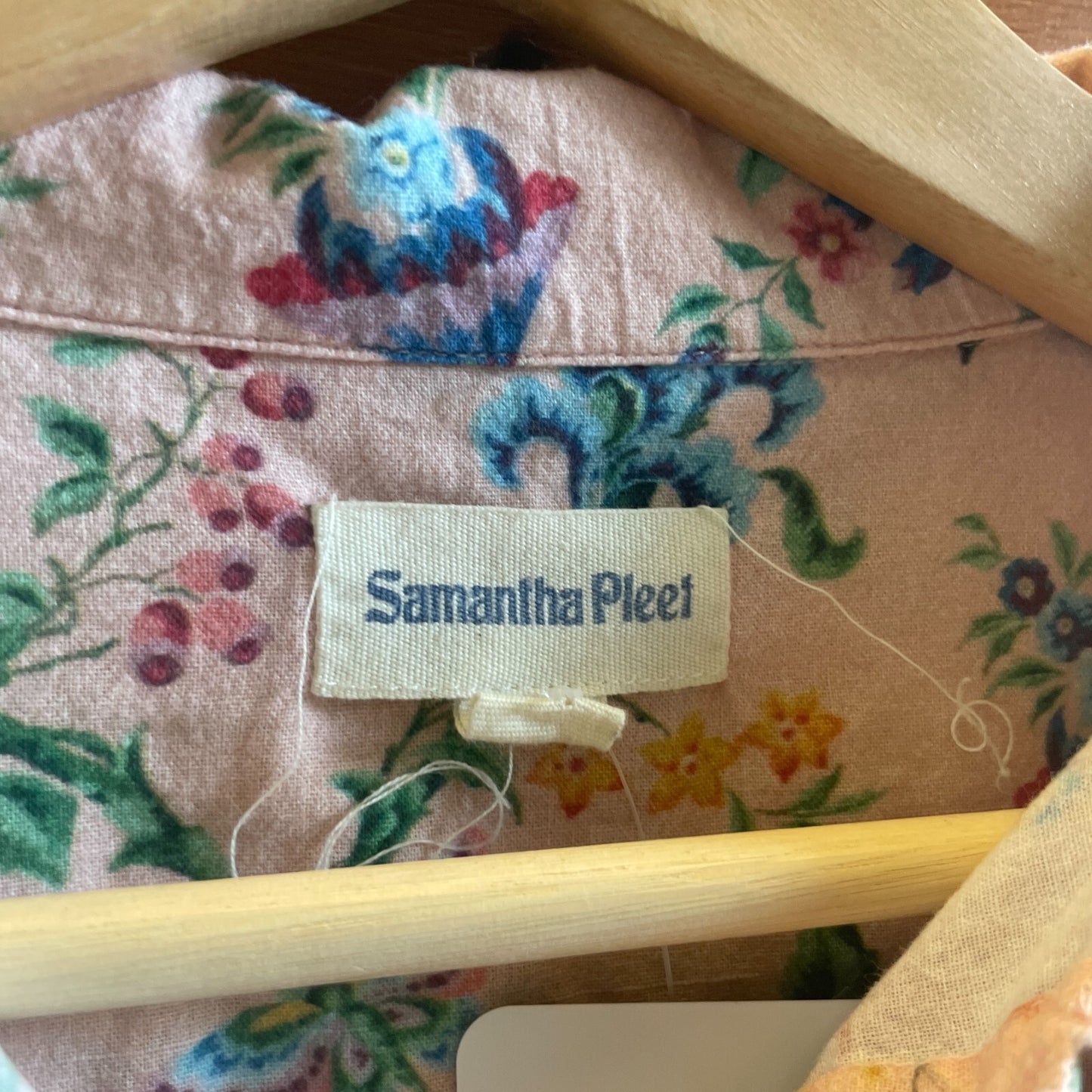 M - Samantha Pleet Light Pink Floral Print Long Sleeve Button Up Shirt 0611AJ