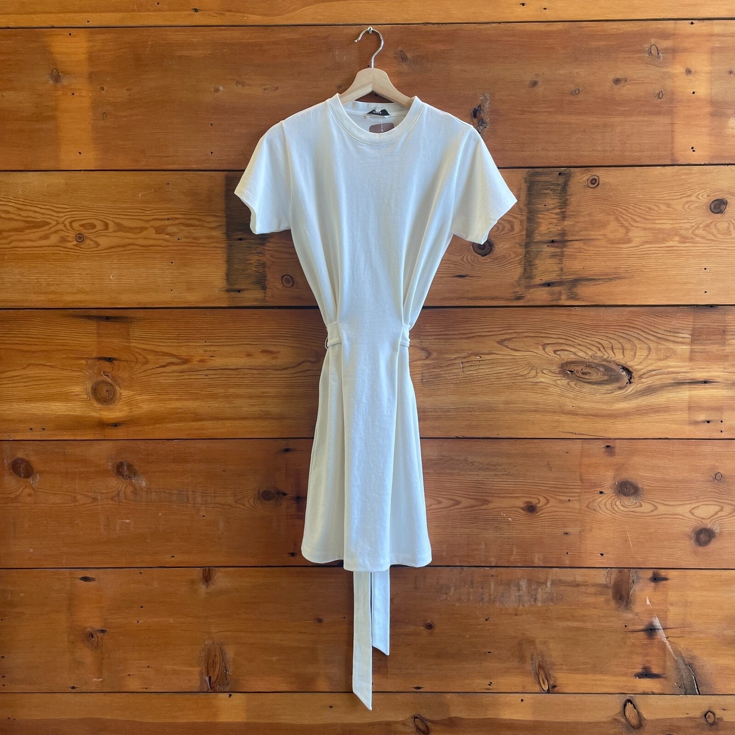 XS - Vince NEW $195 White Short Sleeve Waist Tie Dress 0608JD