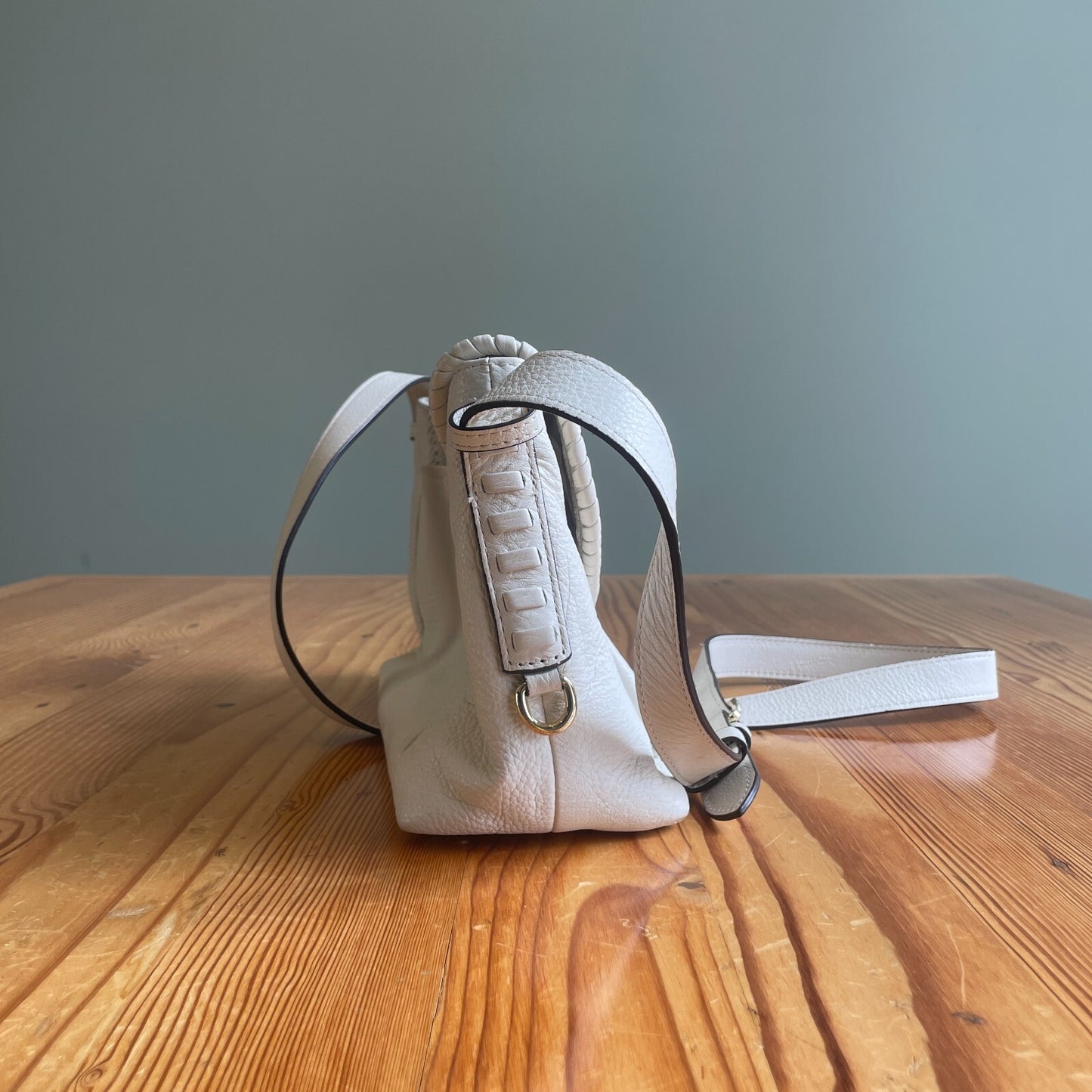 Aimee Kestenberg White Leather Whipstitch Crossbody Purse Bag 0217RC