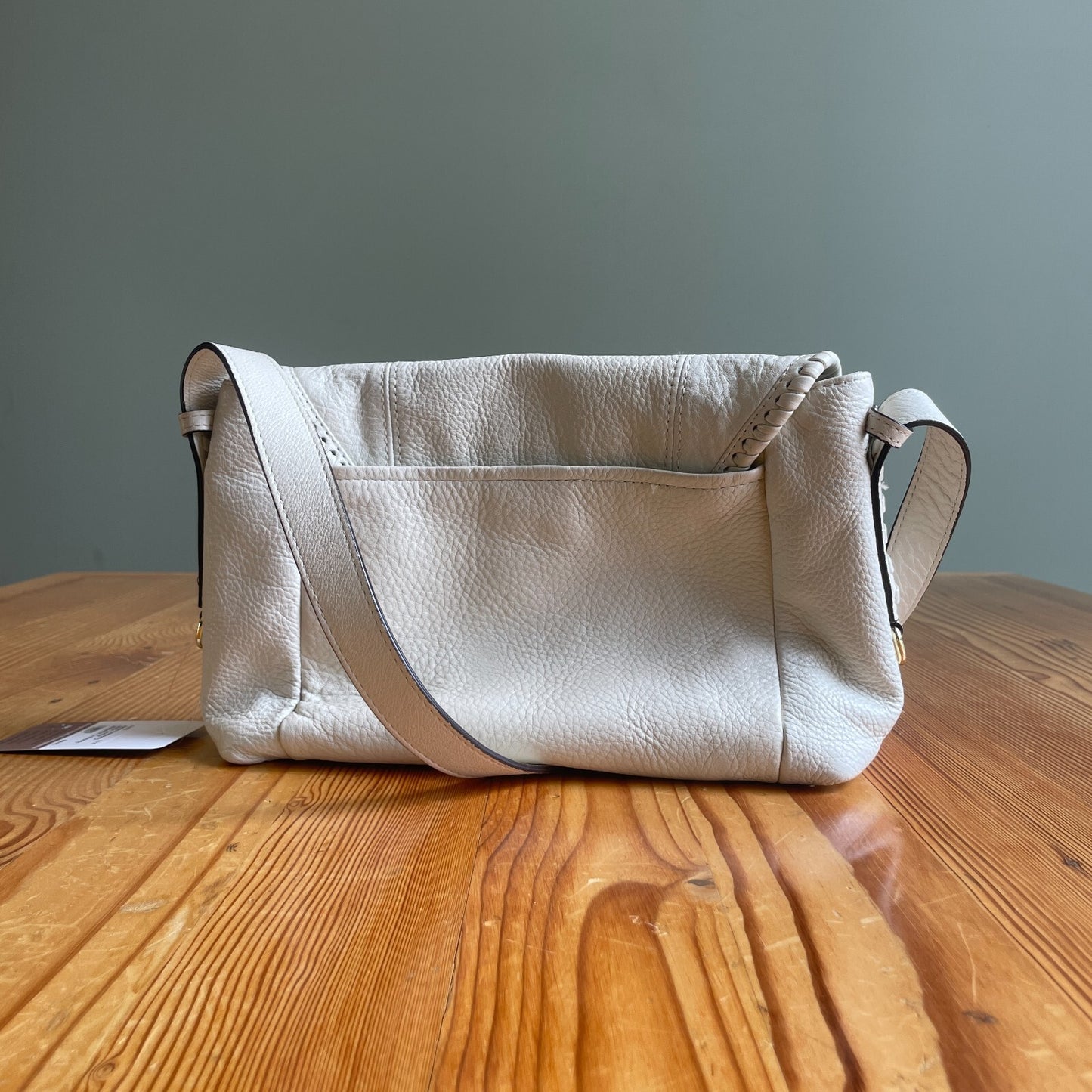 Aimee Kestenberg White Leather Whipstitch Crossbody Purse Bag 0217RC