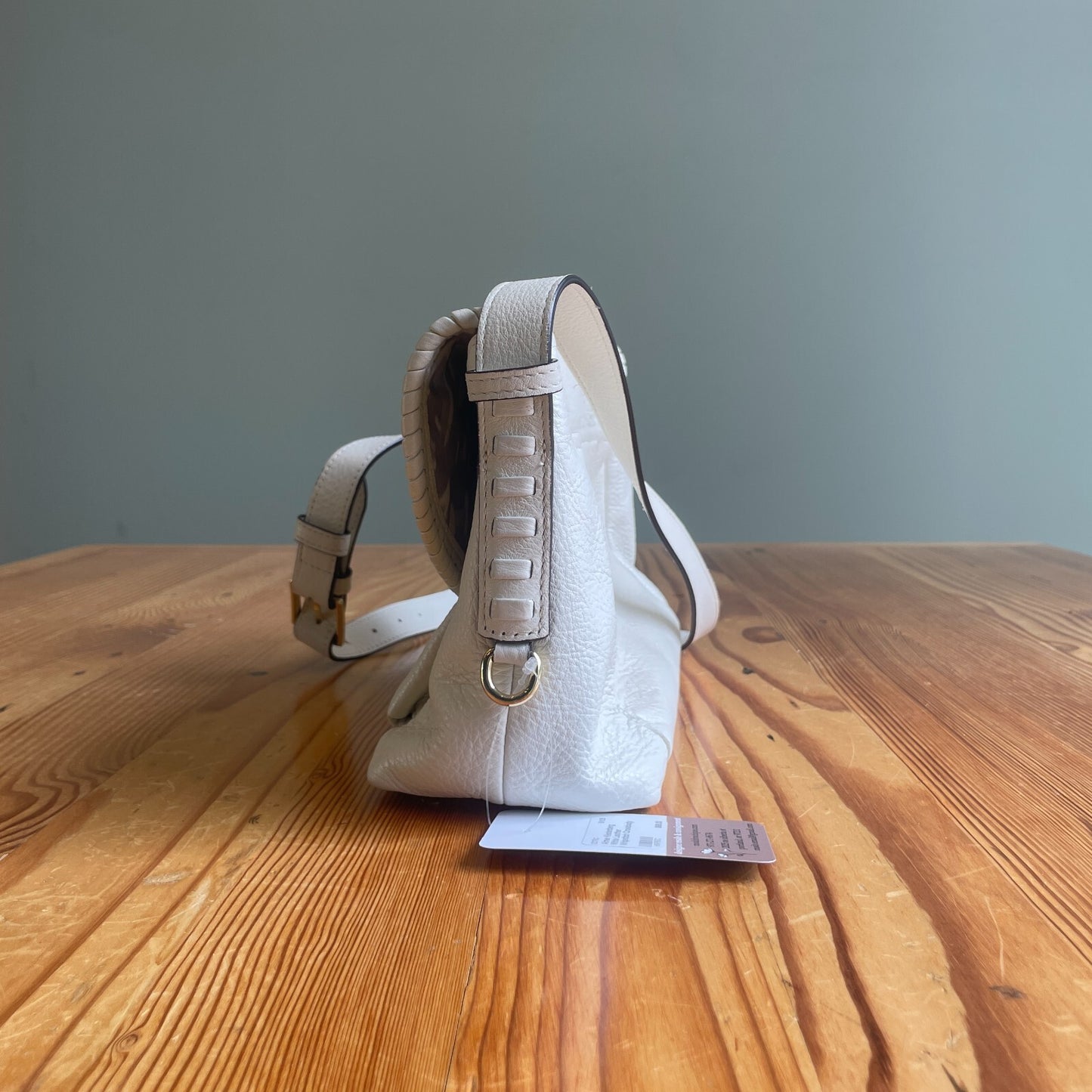 Aimee Kestenberg White Leather Whipstitch Crossbody Purse Bag 0217RC