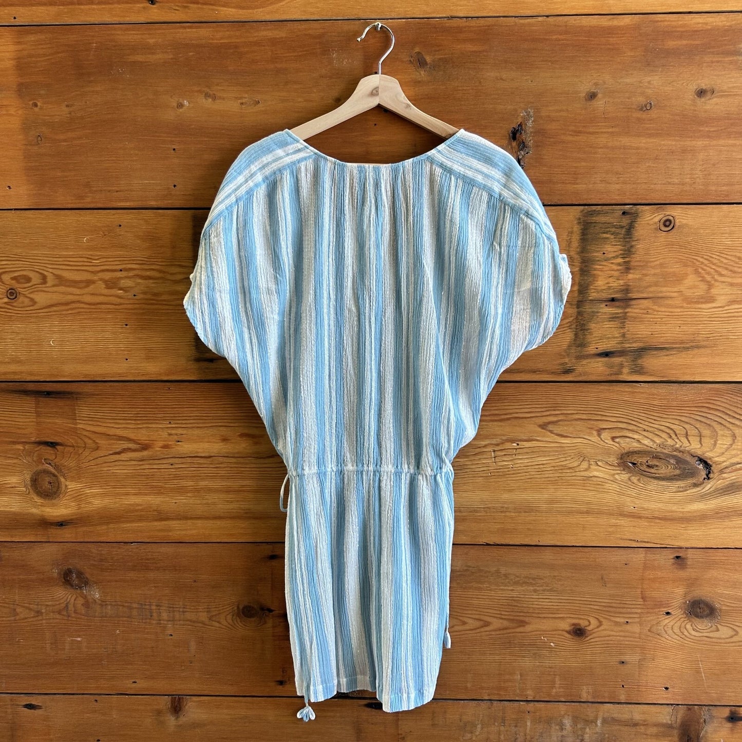 XS - Joie NEW $198 Lagoon Blue White Metallic Mece Mini Dress 0620MB