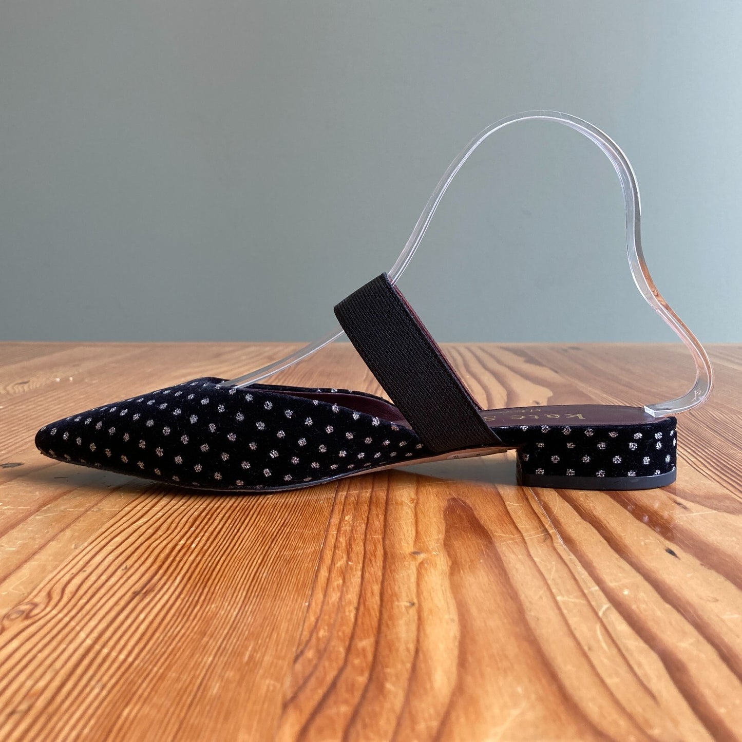 7 - Kate Spade Black Suede Metallic Dot Patterned Pointed Toe Flats Shoes 1109SS