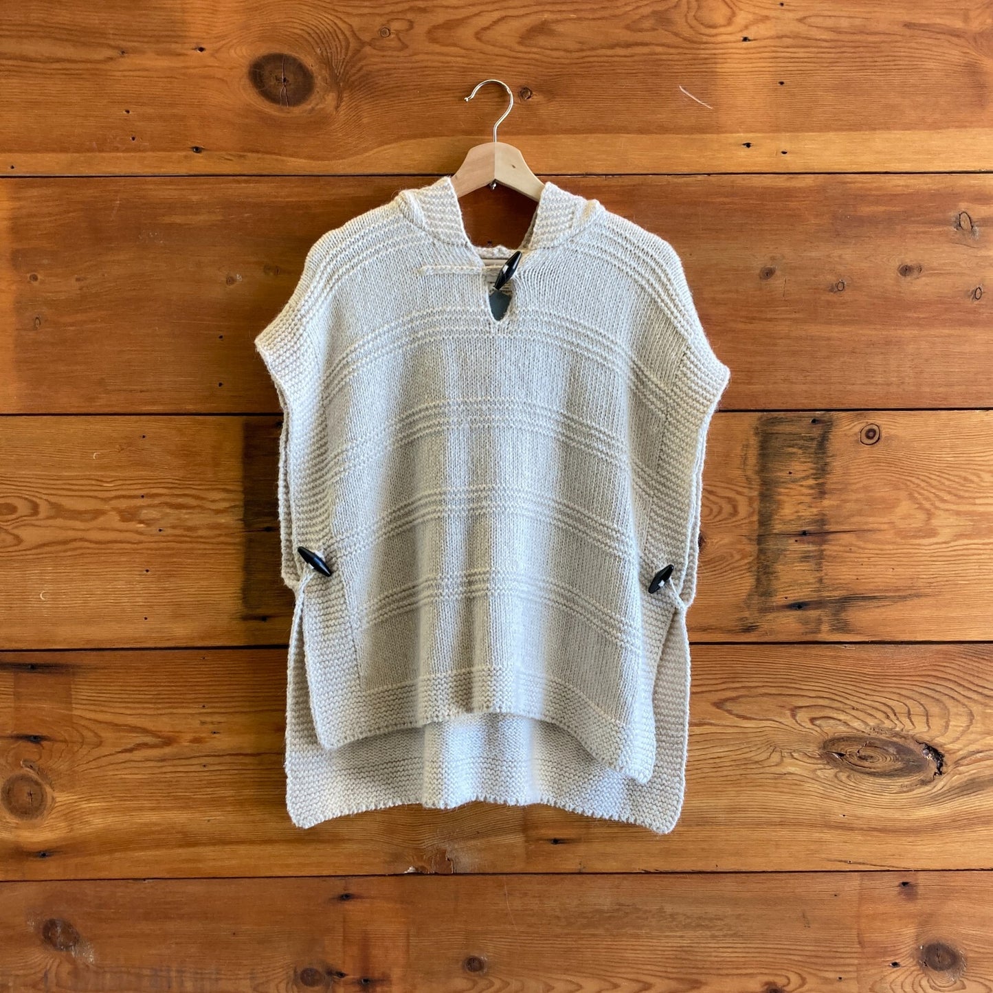 38 / M - Isabel Marant Etoile Tan Hooded Alpaca Sleeveless Poncho Sweater 1201CC