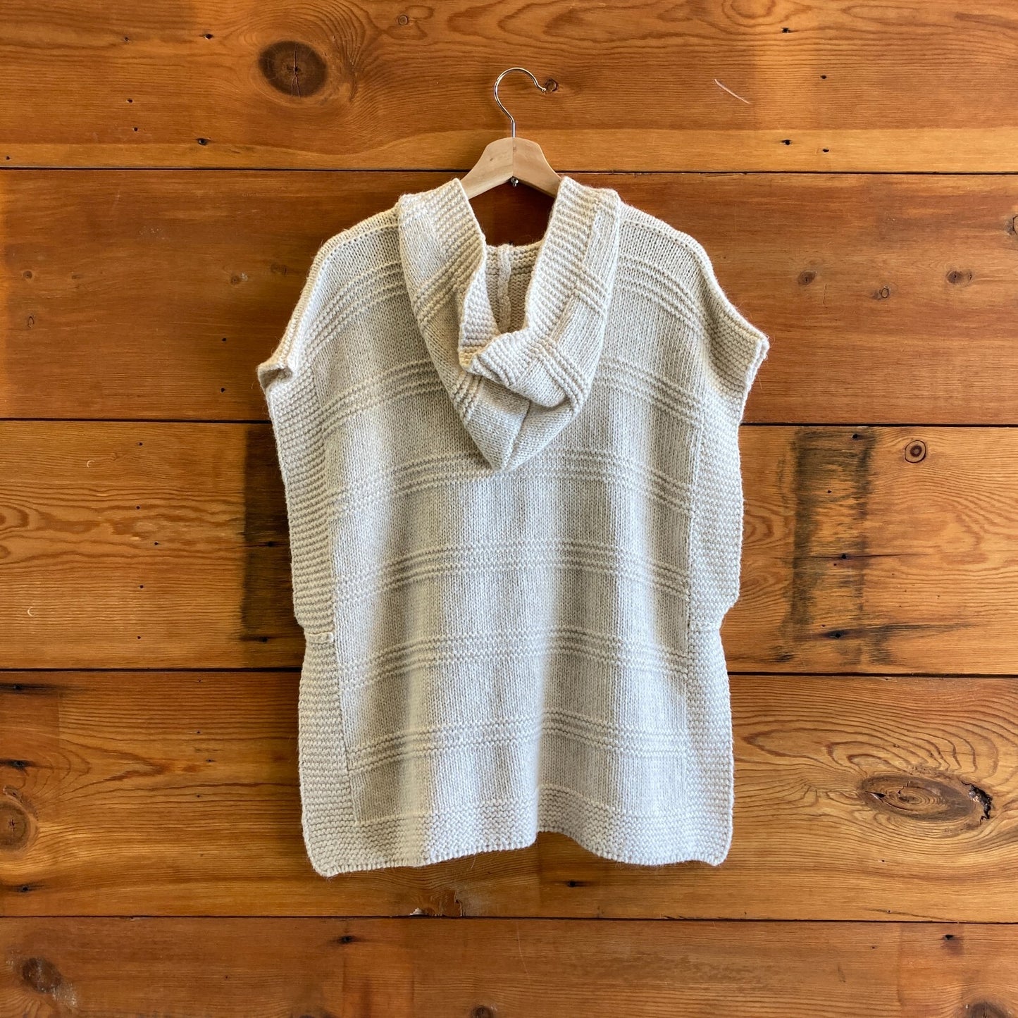 38 / M - Isabel Marant Etoile Tan Hooded Alpaca Sleeveless Poncho Sweater 1201CC