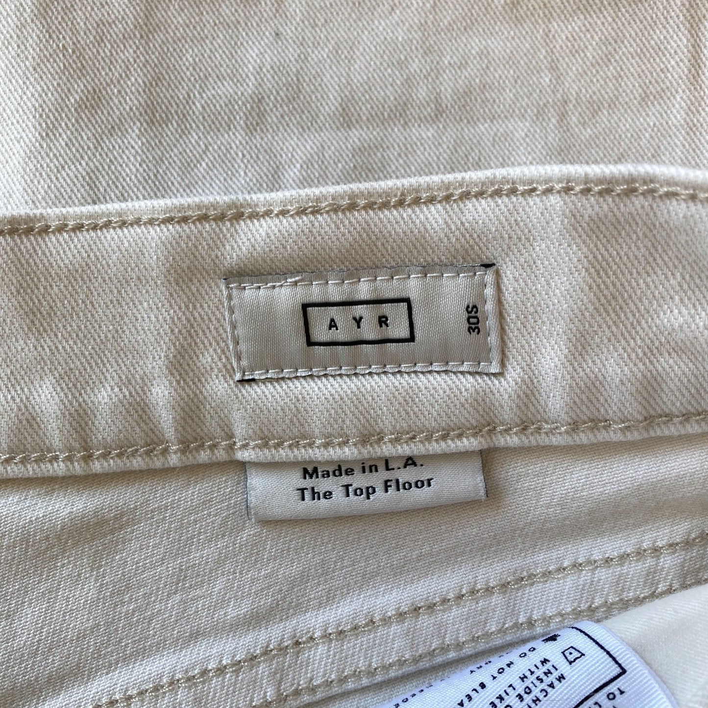 30 S - AYR Ecru Vanilla White Denim Womens Wide Leg Jeans 0617RF