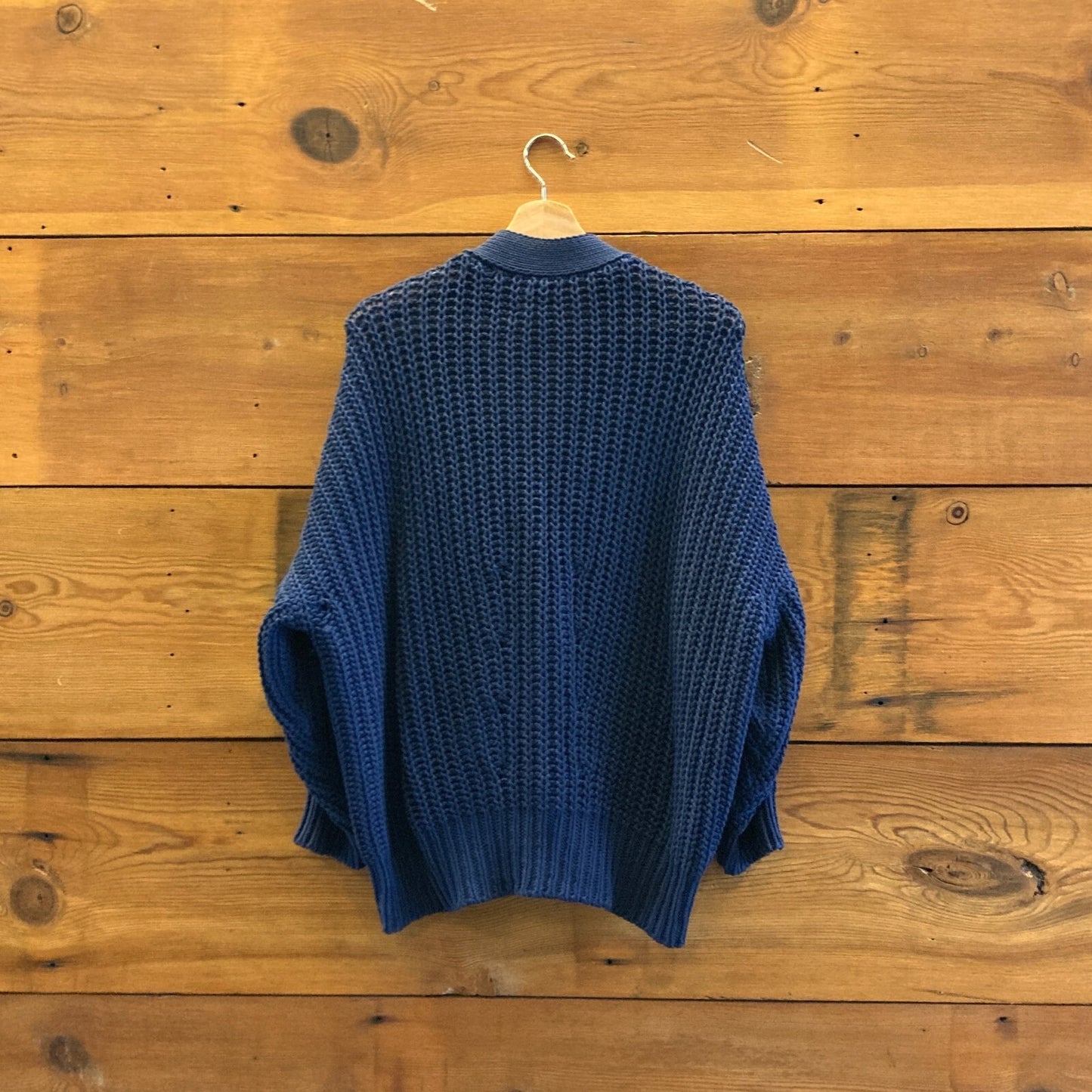 OS - Babaa Navy Thick Rib Cotton Button Up No18 Cardigan Sweater 0208KS