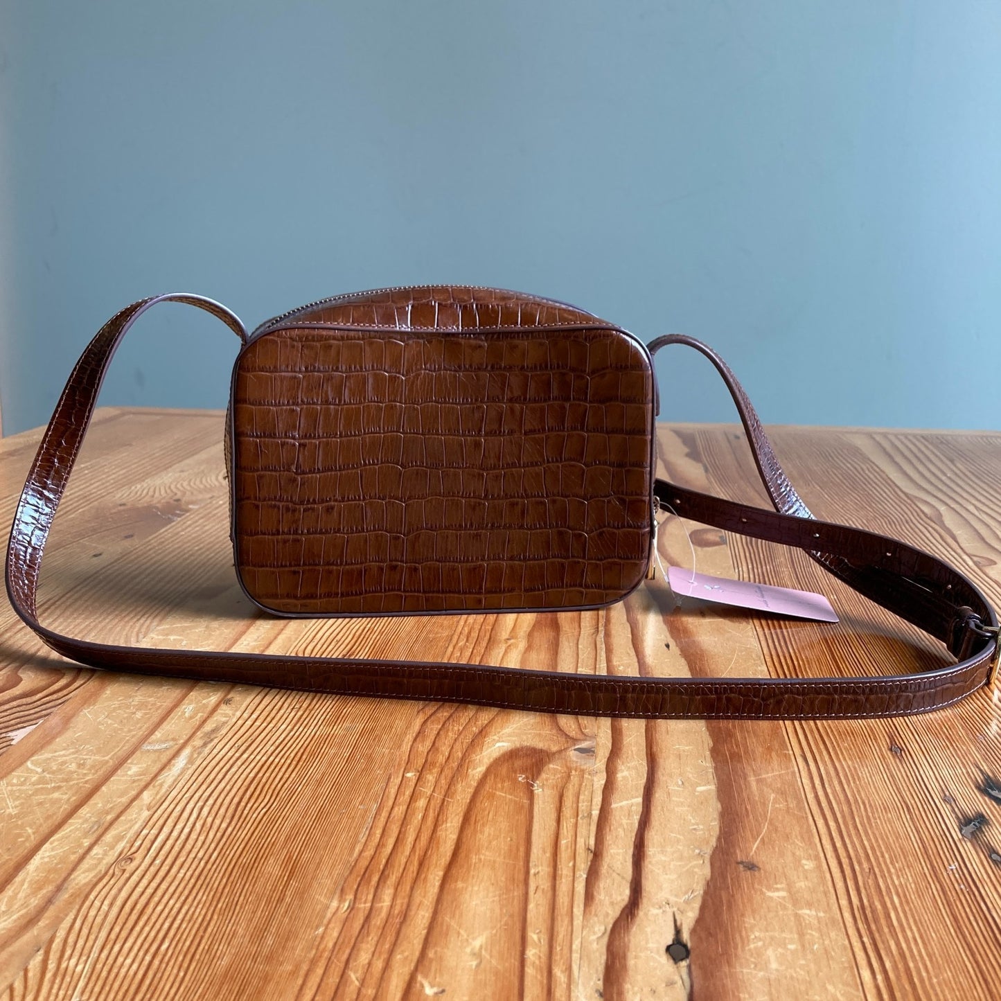 Cuyana Brown Embossed Leather Crossbody Bag Purse 0617RF