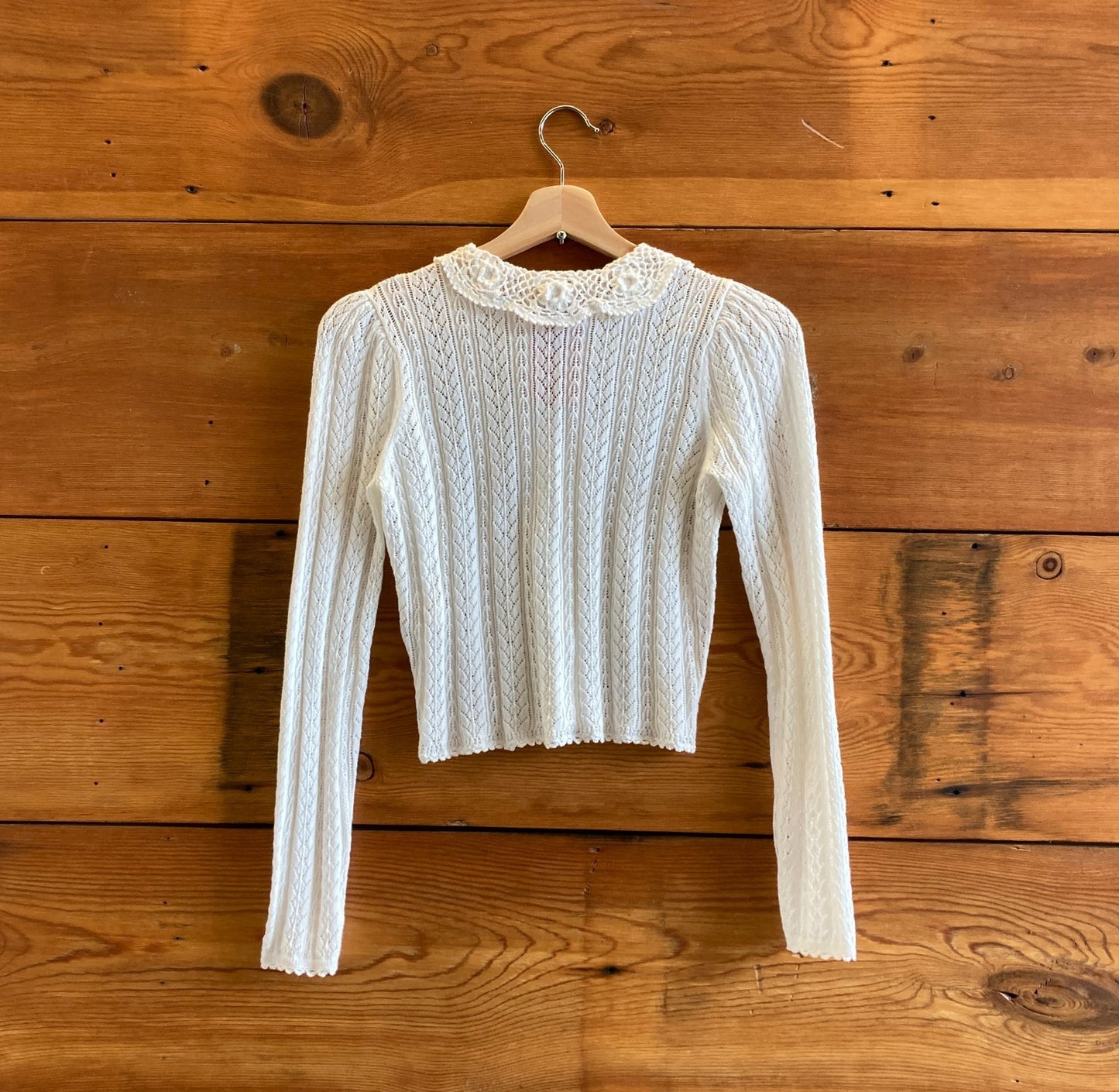 XS - Doen $358 Pale Lily White Cotton Knit Martina Cardigan Sweater 0824PT
