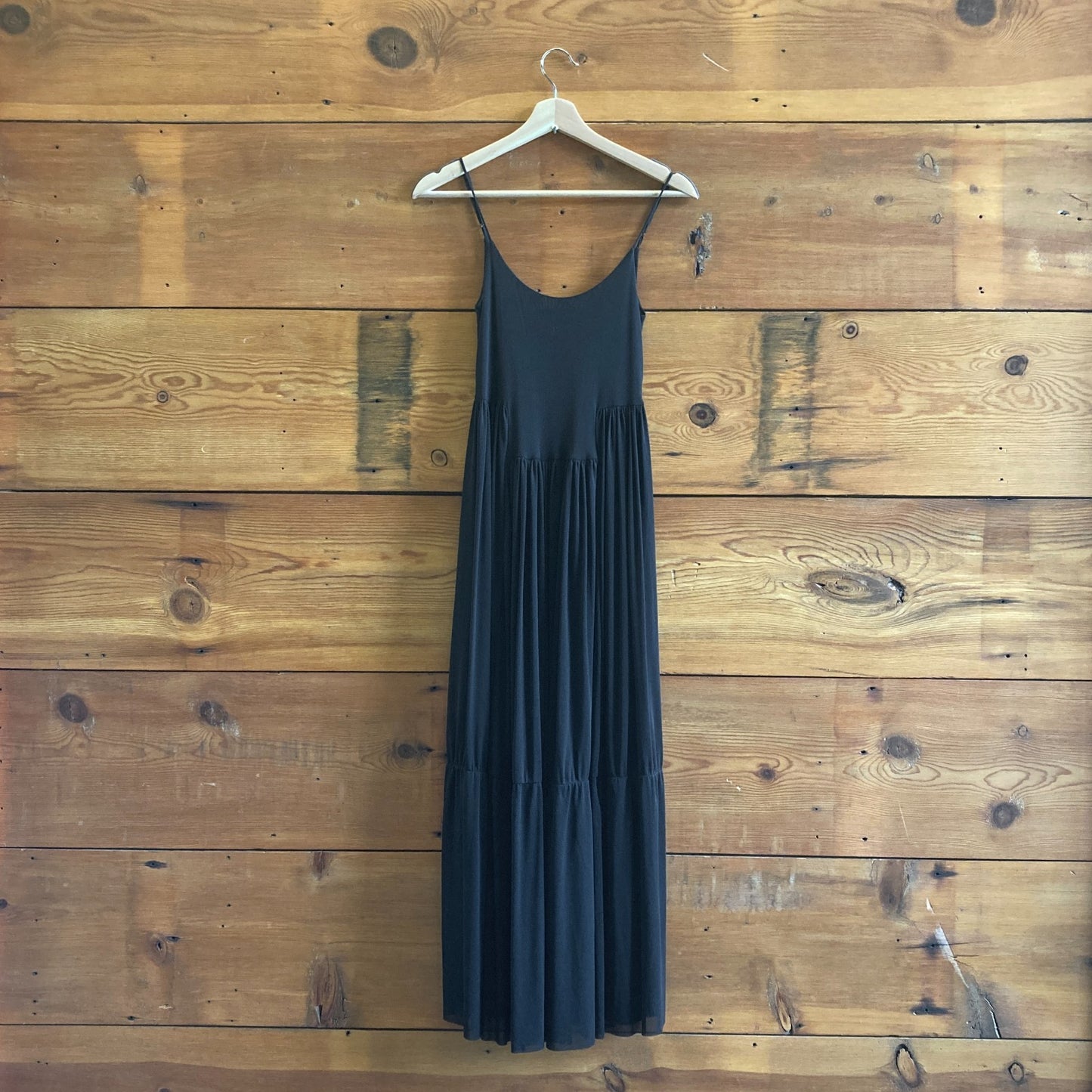 XXS - Vince Black 100% Nylon Tiered Sleeveless Lightweight Maxi Dress 1213SM