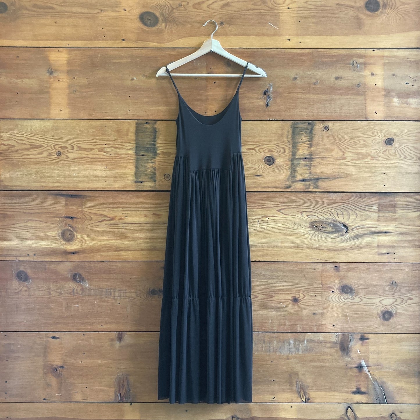XXS - Vince Black 100% Nylon Tiered Sleeveless Lightweight Maxi Dress 1213SM