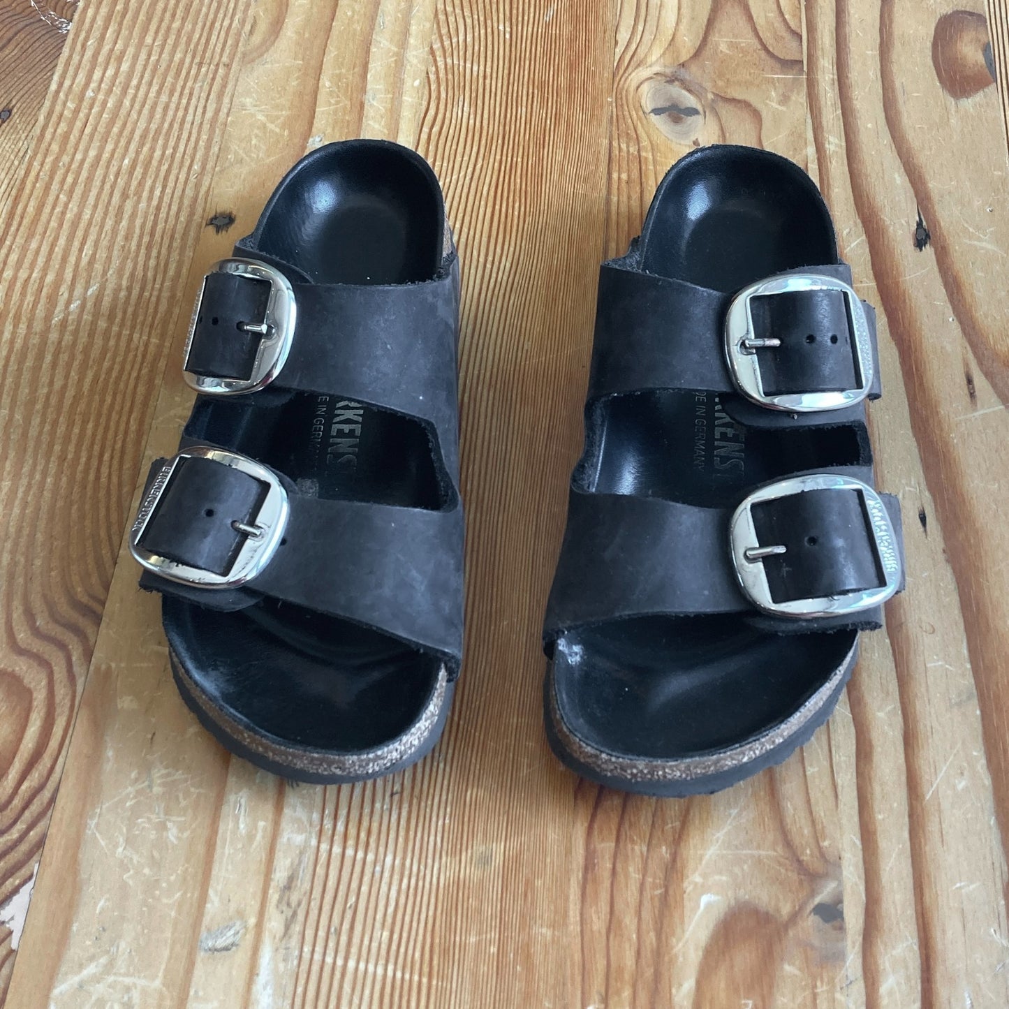 36 / 6 - Birkenstock Black Big Buckle Arizona Sandals Womens Shoes 0209SB