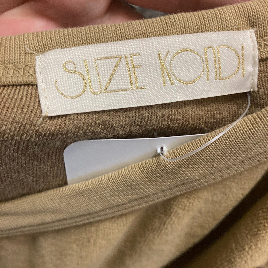 L - Suzie Kondi $325 Buckthorn Tan Velour Giorgi Tank Jumpsuit Outfit 1010RR