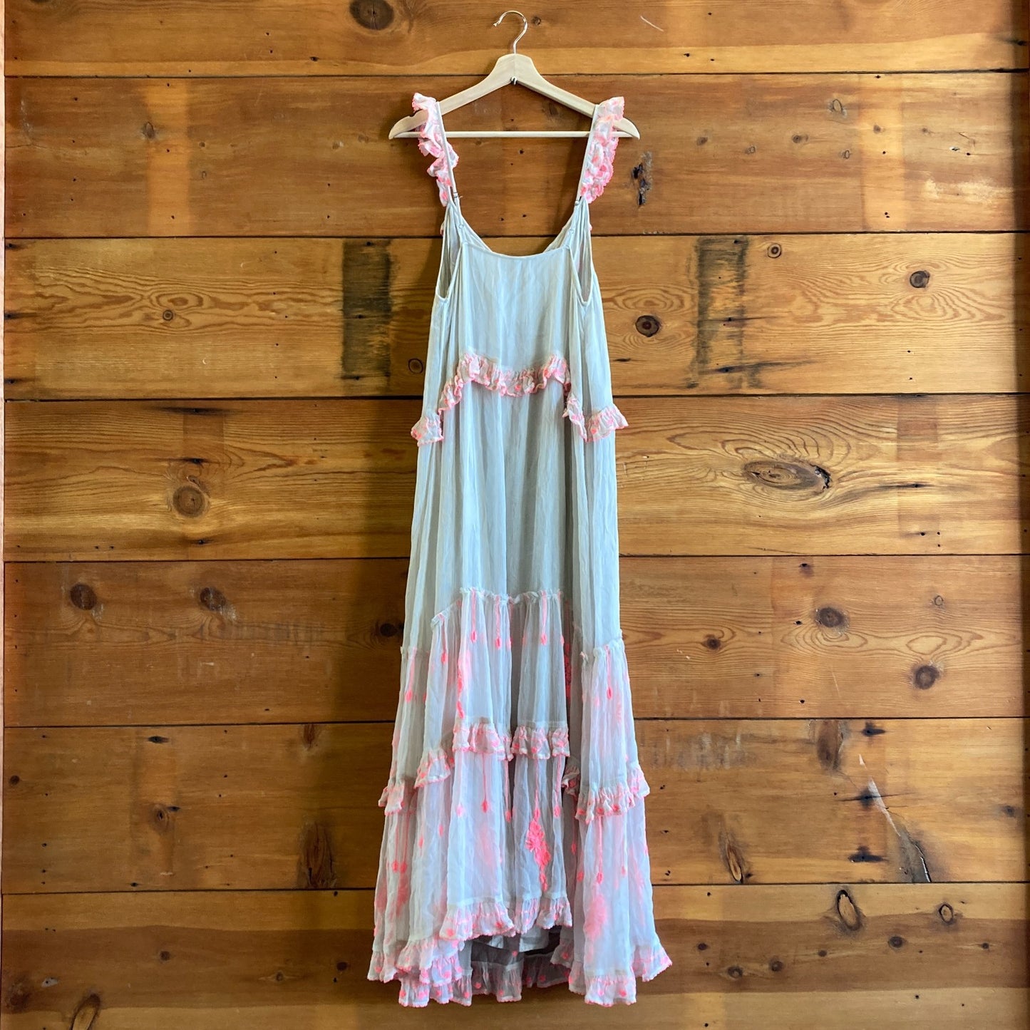 M - Free People $350 Ethereal Coralie Combo Embroidered Maxi Dress NEW 0102AV