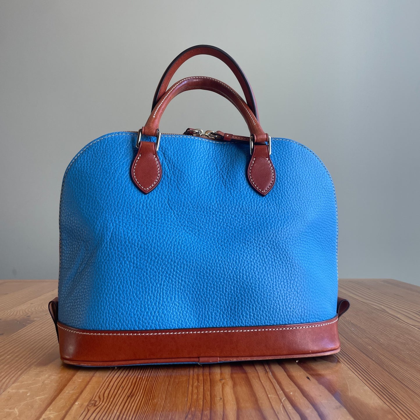 Dooney & Bourke Vibrant Blue Pebble Grain Zip Zip Satchel Top Handle Bag 0618DT