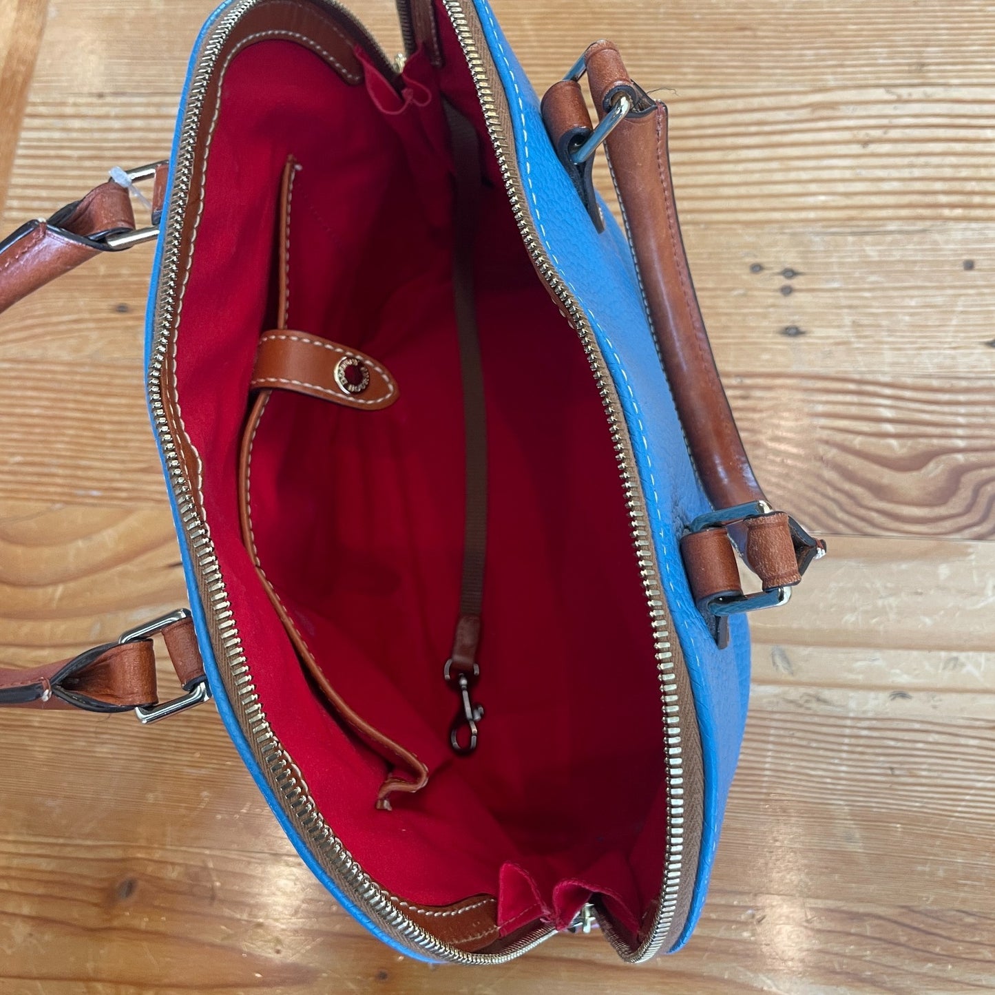 Dooney & Bourke Vibrant Blue Pebble Grain Zip Zip Satchel Top Handle Bag 0618DT