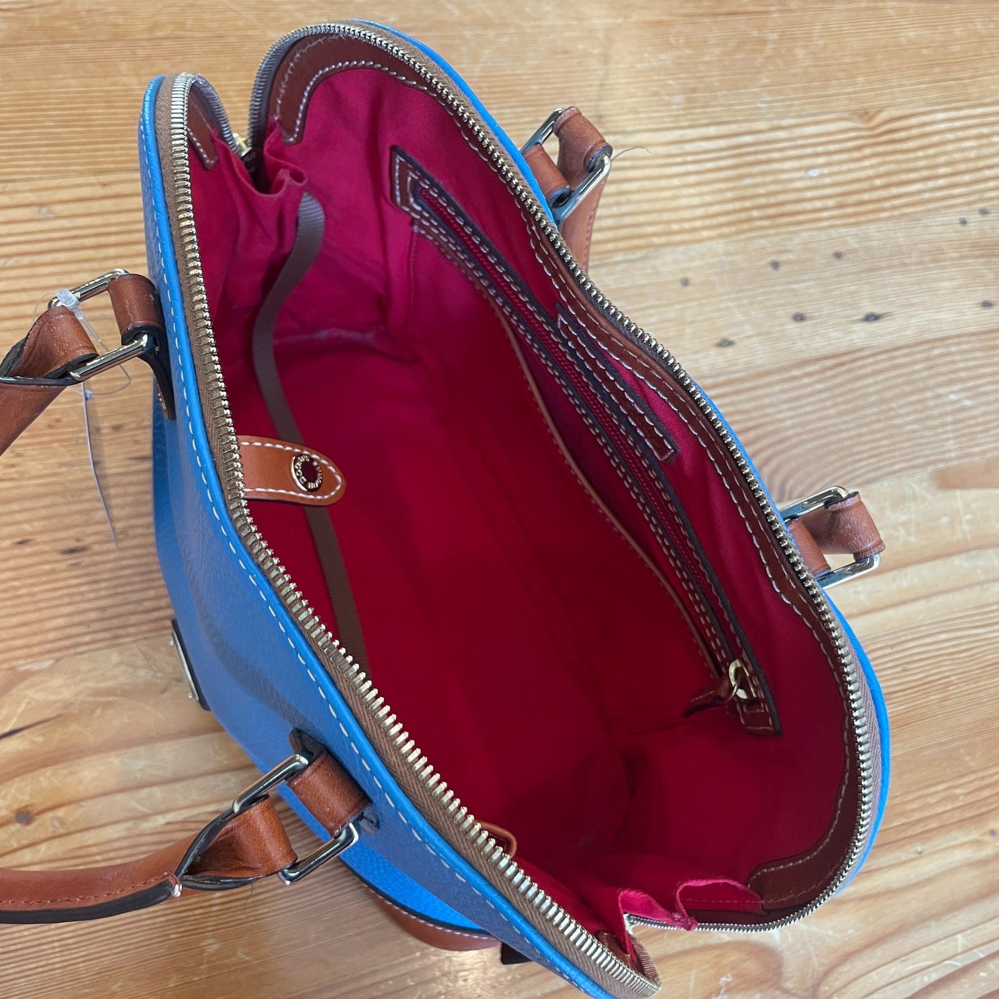 Dooney & Bourke Vibrant Blue Pebble Grain Zip Zip Satchel Top Handle Bag 0618DT