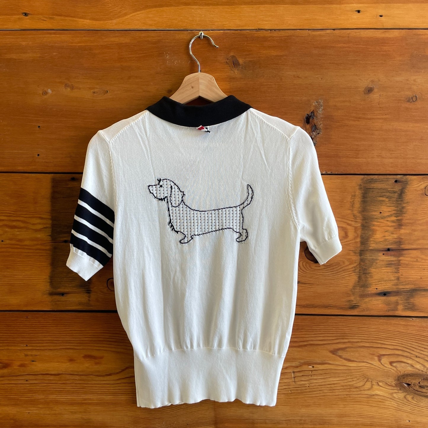 S - Thom Browne White Cotton Hector Henley Short Sleeve Polo Shirt 0619NW