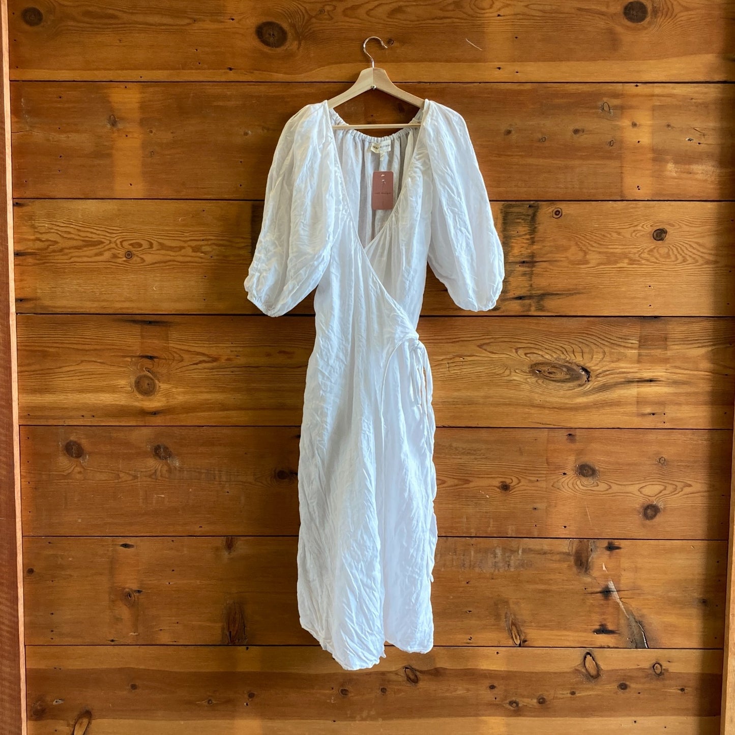 S - Mara Hoffman Swim $370 White Organic Linen Fila Wrap Maxi Dress 0605MH