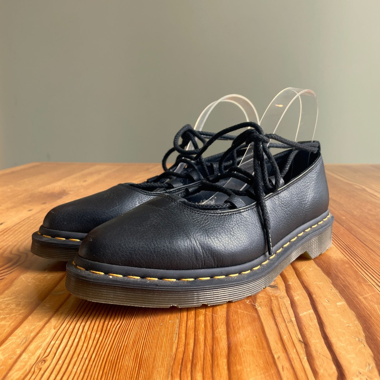 9 - Dr. Martens Black Leather Elphie II Virginia Leather Flats Shoes 1106KL