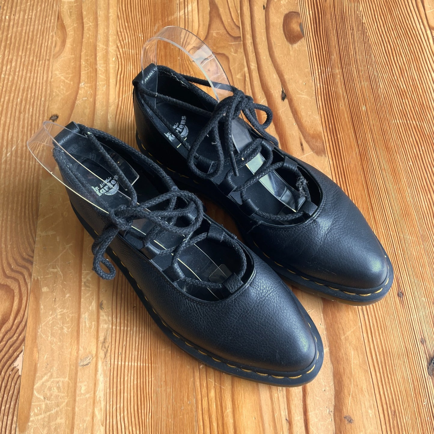 9 - Dr. Martens Black Leather Elphie II Virginia Leather Flats Shoes 1106KL