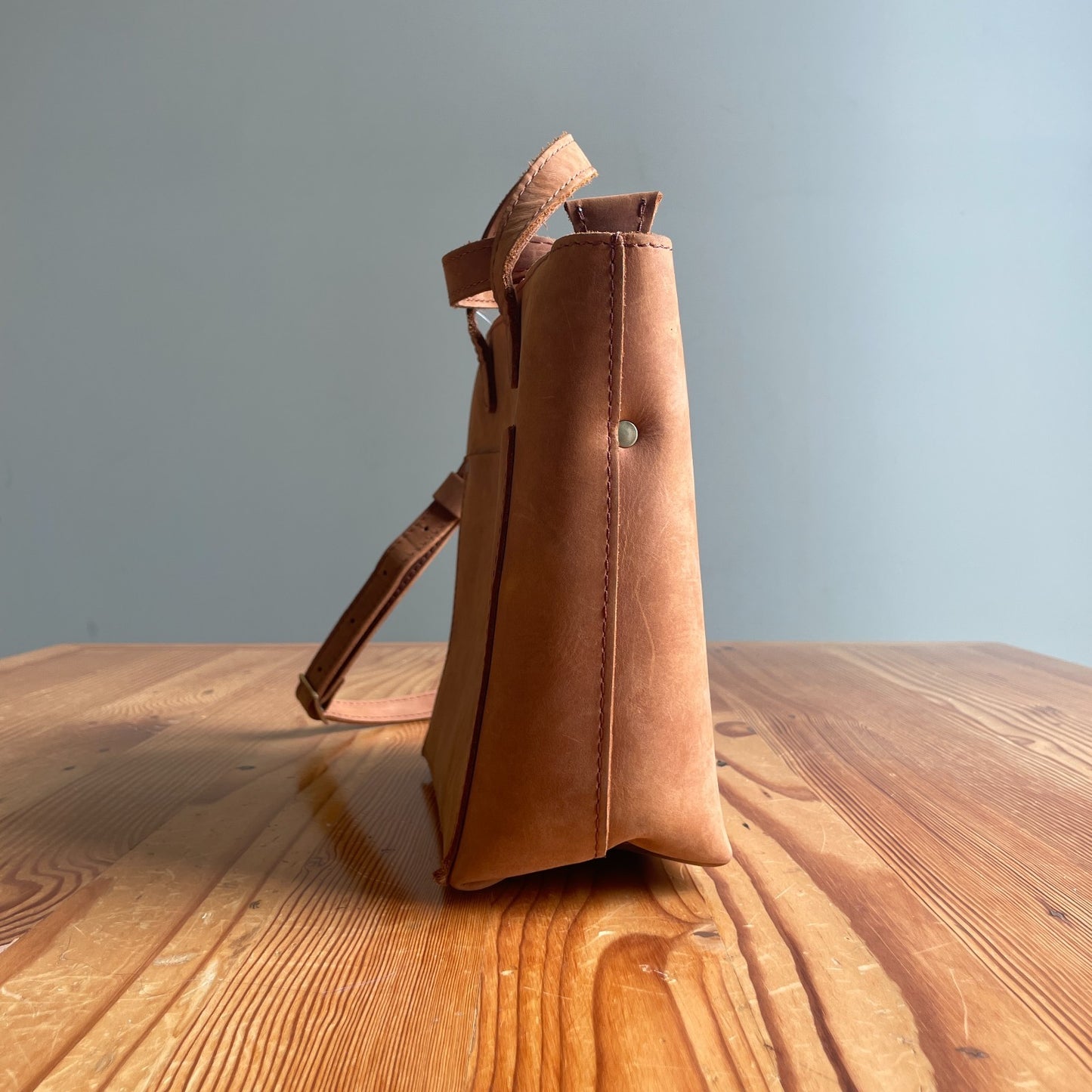Portland Leather Goods Brown Zip Top Crossbody Double Handle Bag 0701JB