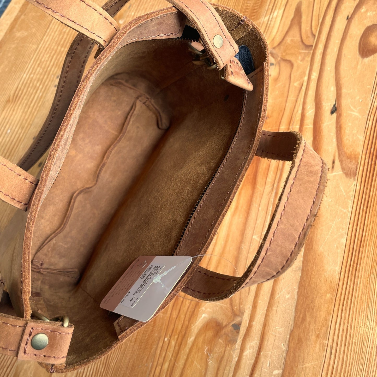 Portland Leather Goods Brown Zip Top Crossbody Double Handle Bag 0701JB
